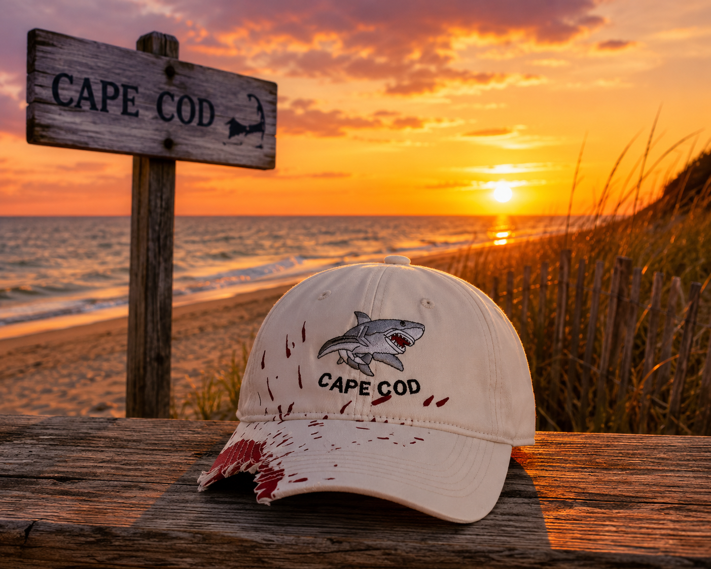 Shark bite denim caps