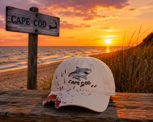 Cape Cod Shark bite denim caps