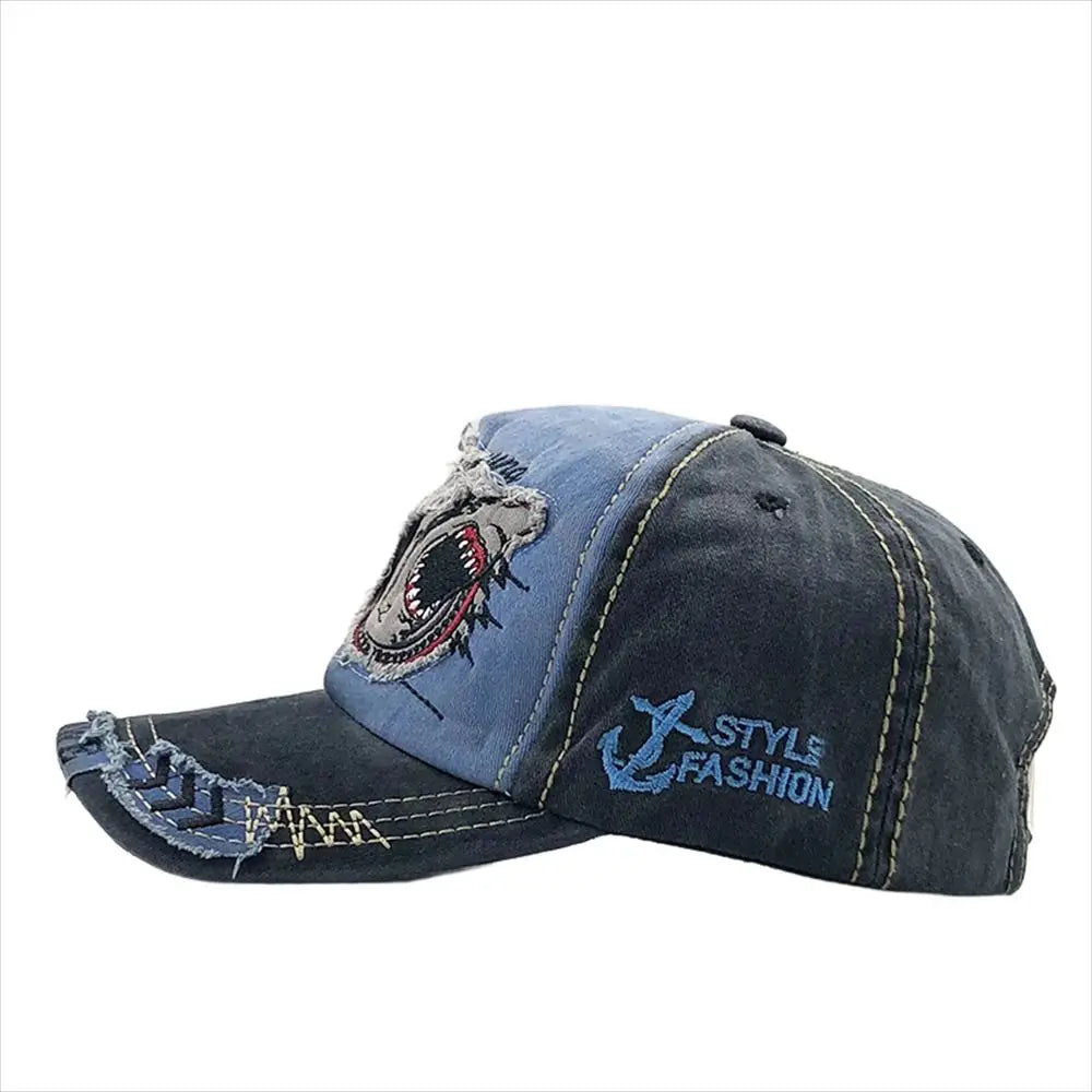 Denim rifted shark caps