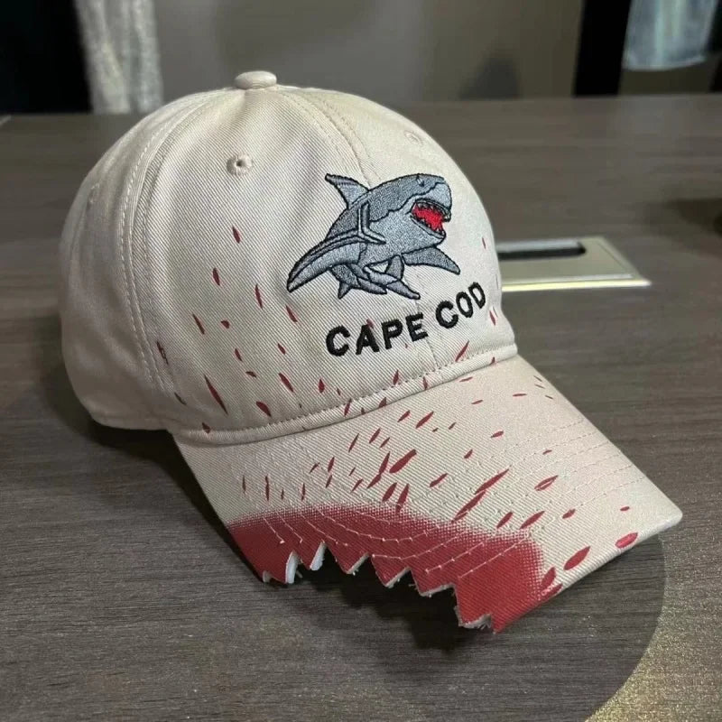 Shark bite denim caps