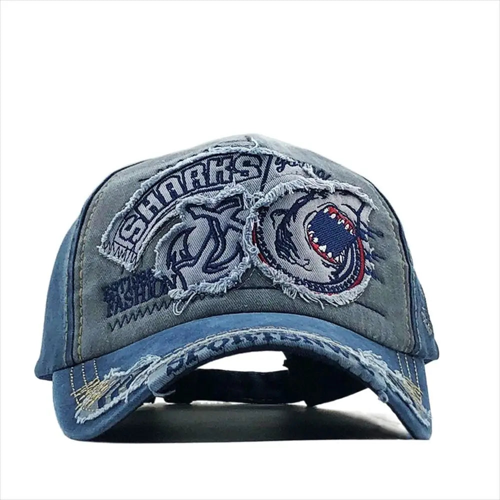 Denim rifted shark caps