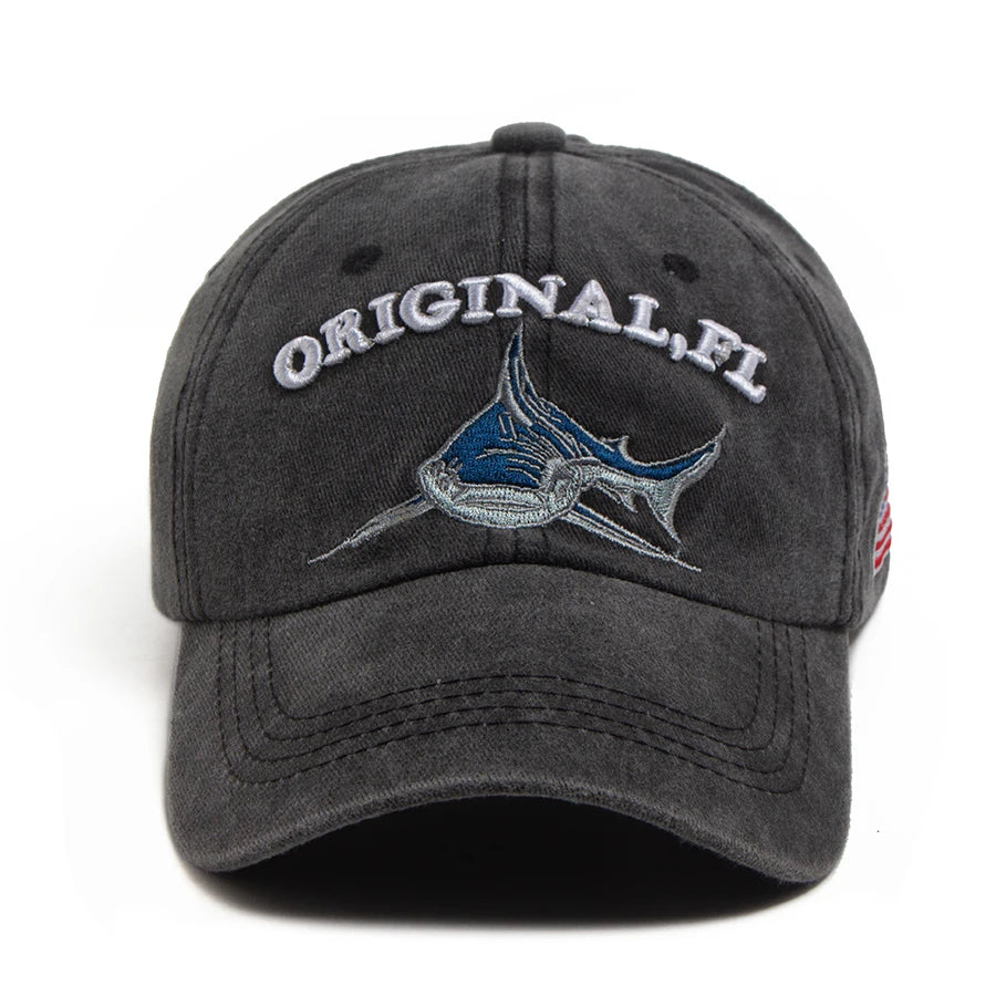 Florida denim shark caps