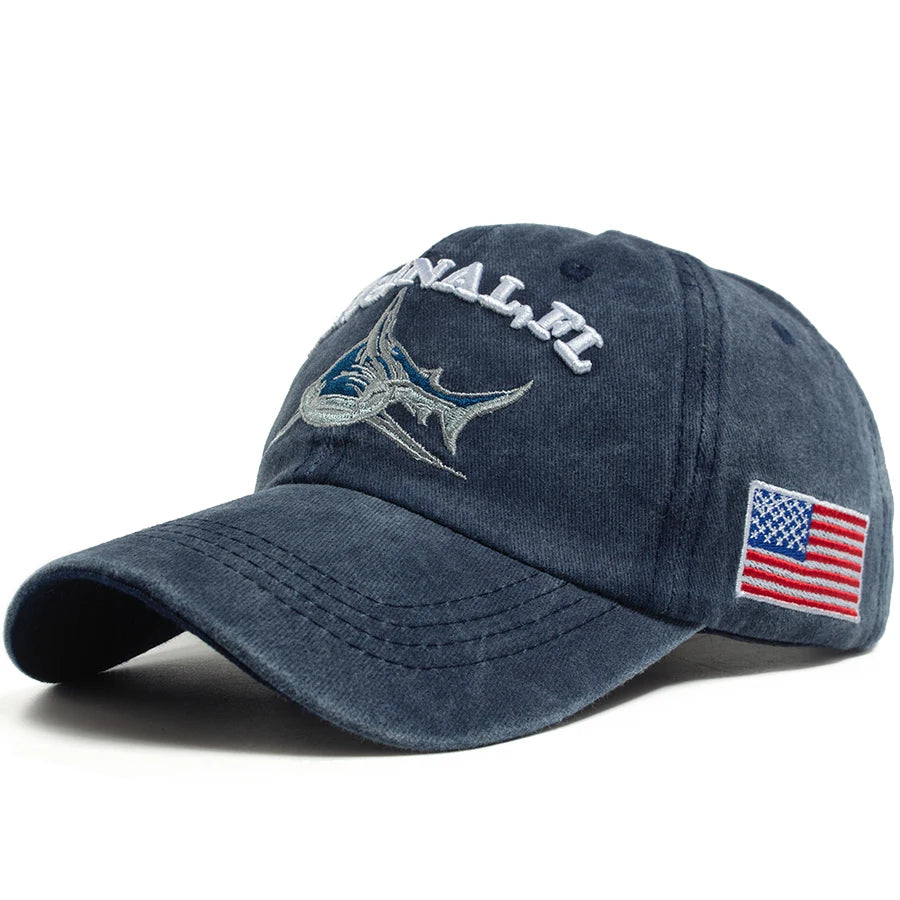 Florida denim shark caps