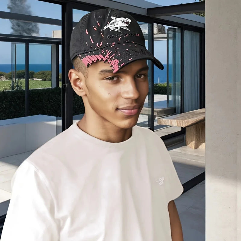 Shark bite denim caps