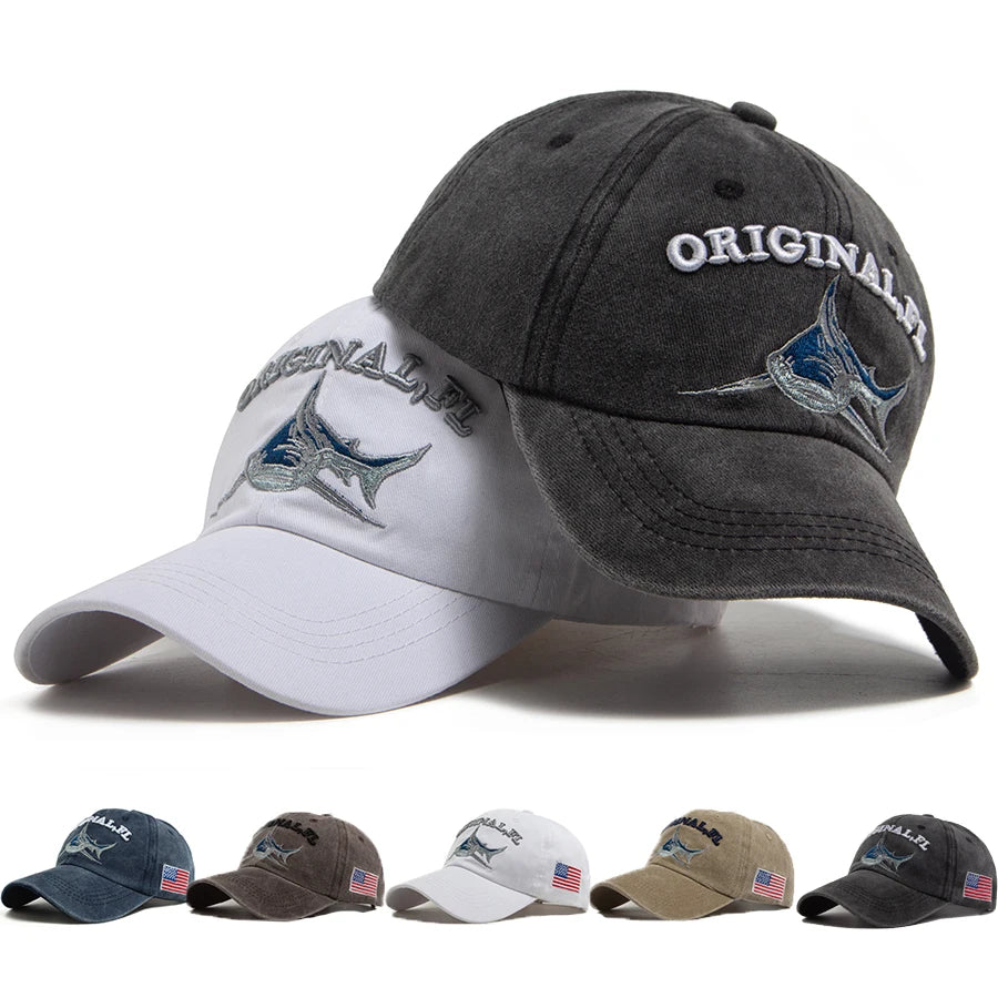 Florida denim shark caps