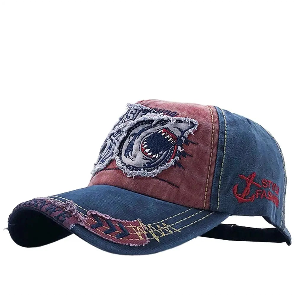 Denim rifted shark caps