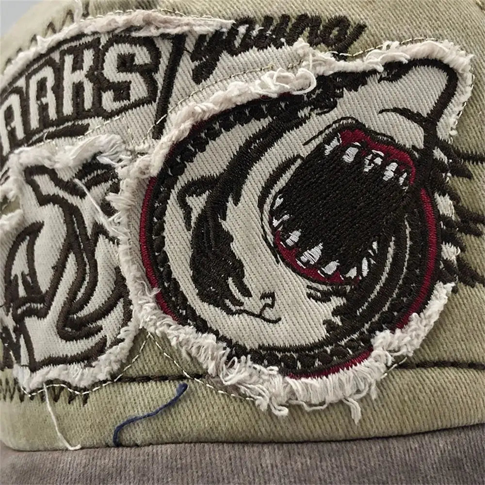 Denim rifted shark caps