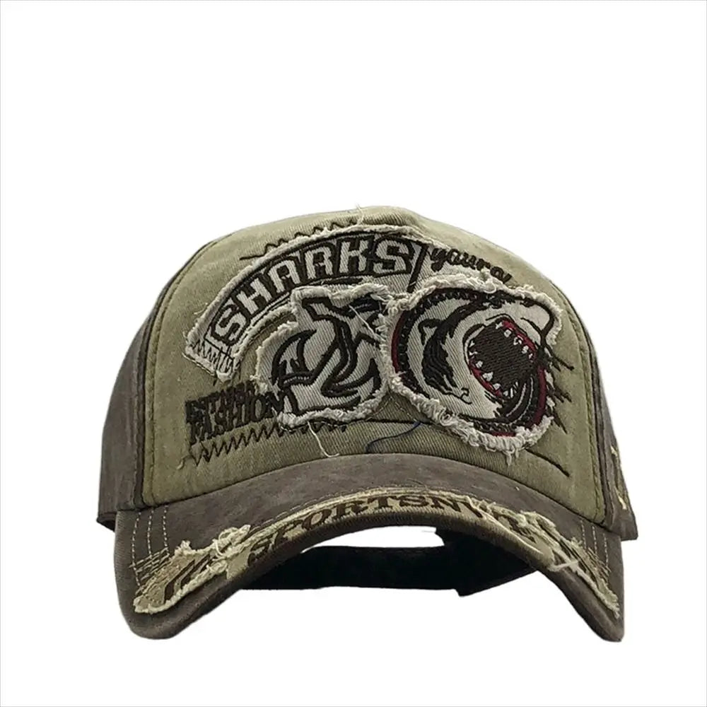 Denim rifted shark caps